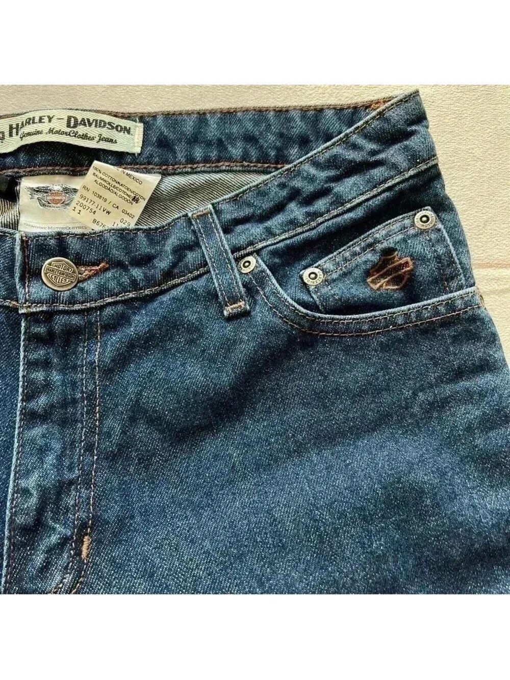 Harley Davidson Women Size 6 genuine motor clothes blue Denim 5 pocket j… - Picture 9 of 14
